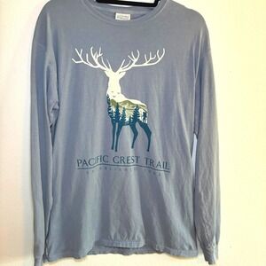 Comfort Wash Pacific Crest Trail Long Sleeve T Shirt Graphic Deer Mountains
